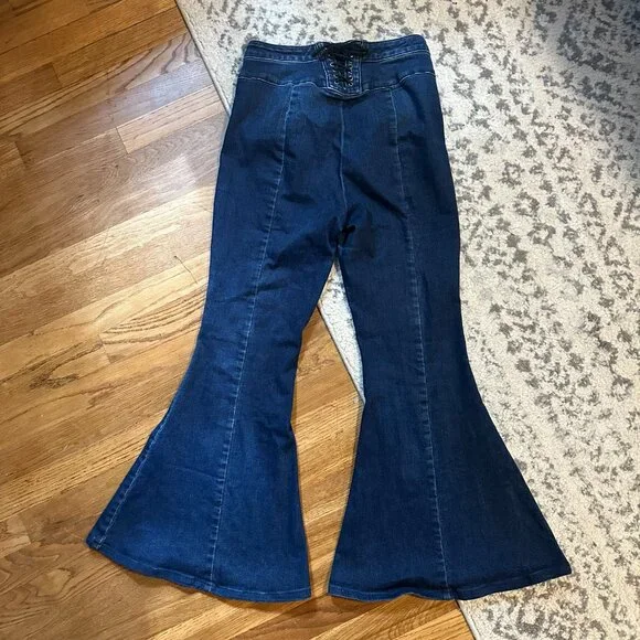 FREE PEOPLE We The Free CRVY Ma Cherie Bell Bottom Jean | 28 | super flare denim - Picture 3 of 12